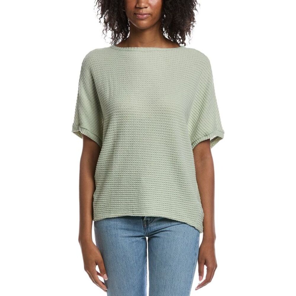 Michael Stars Womens Verna Waffle Knit Top, Green